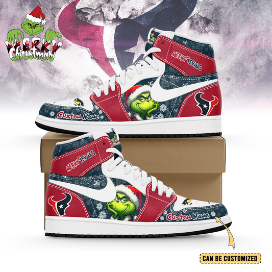 Ideafootwear Houston Texans x The Grinch x Christmas AJ1 High Sneakers Shoes For Men And Women