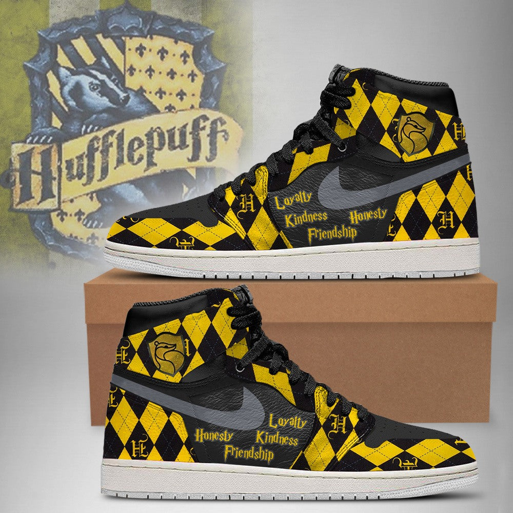 Ideafootwear Hufflepuff AJ1 High Sneakers Shoes For Men And Women