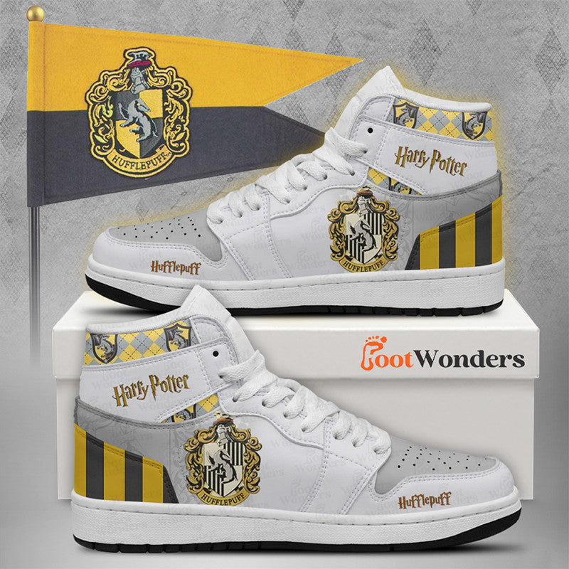 Ideafootwear Hufflepuff AJ1 High Sneakers Shoes For Men And Women