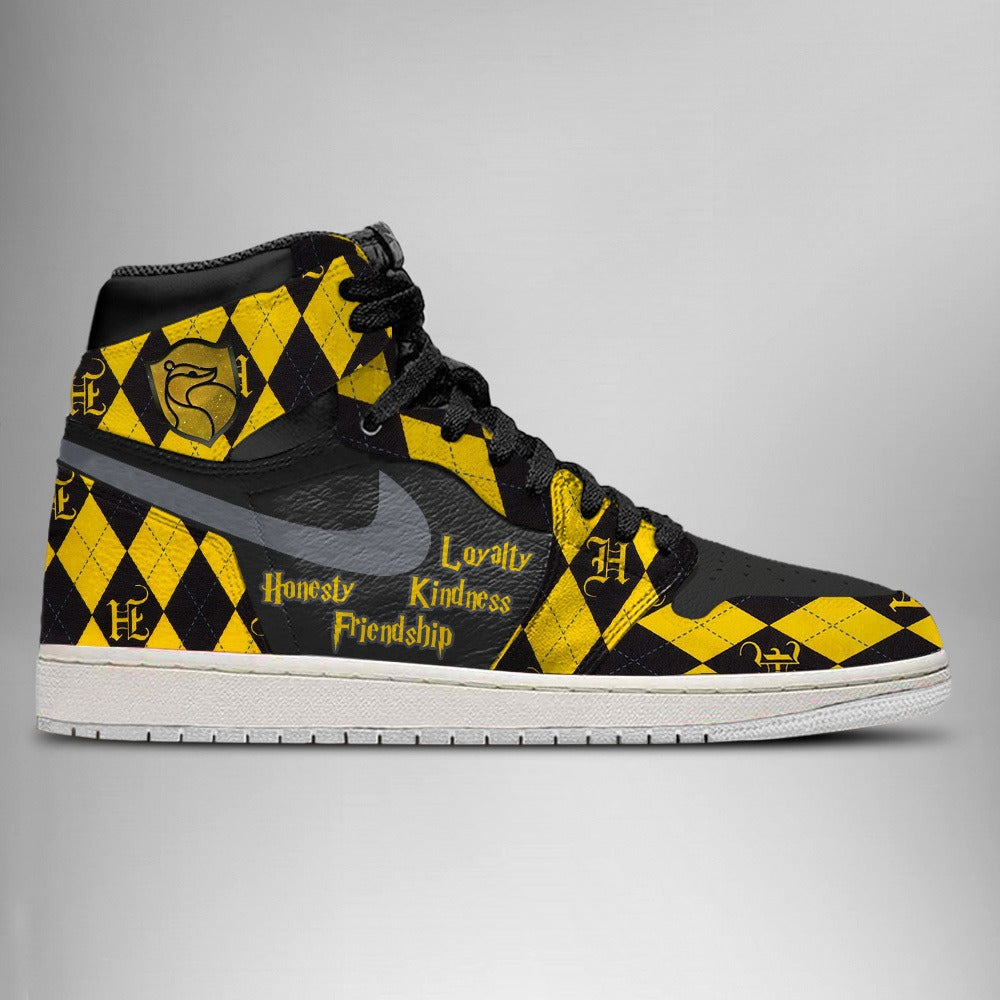 Ideafootwear Hufflepuff AJ1 High Sneakers Shoes For Men And Women
