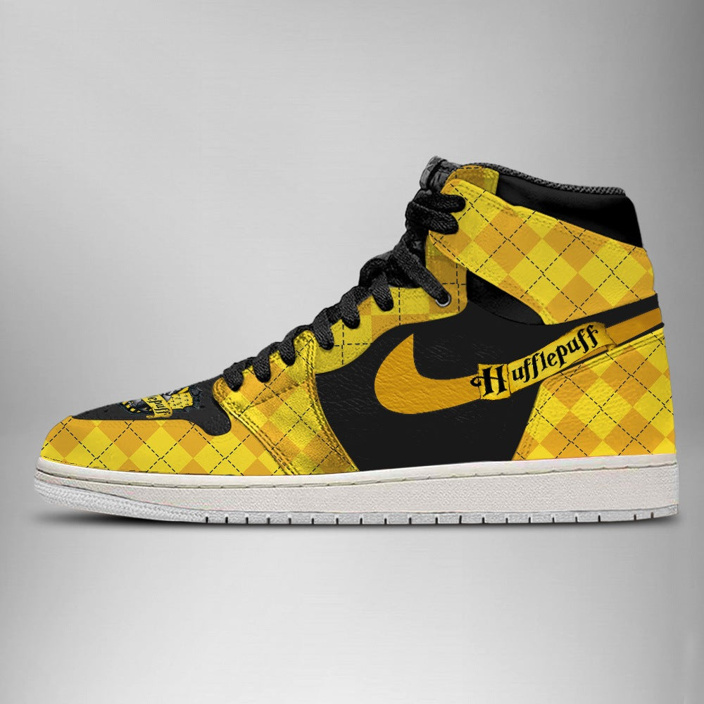 Ideafootwear Hufflepuff Harry Potter AJ1 High Sneakers Shoes For Men And Women