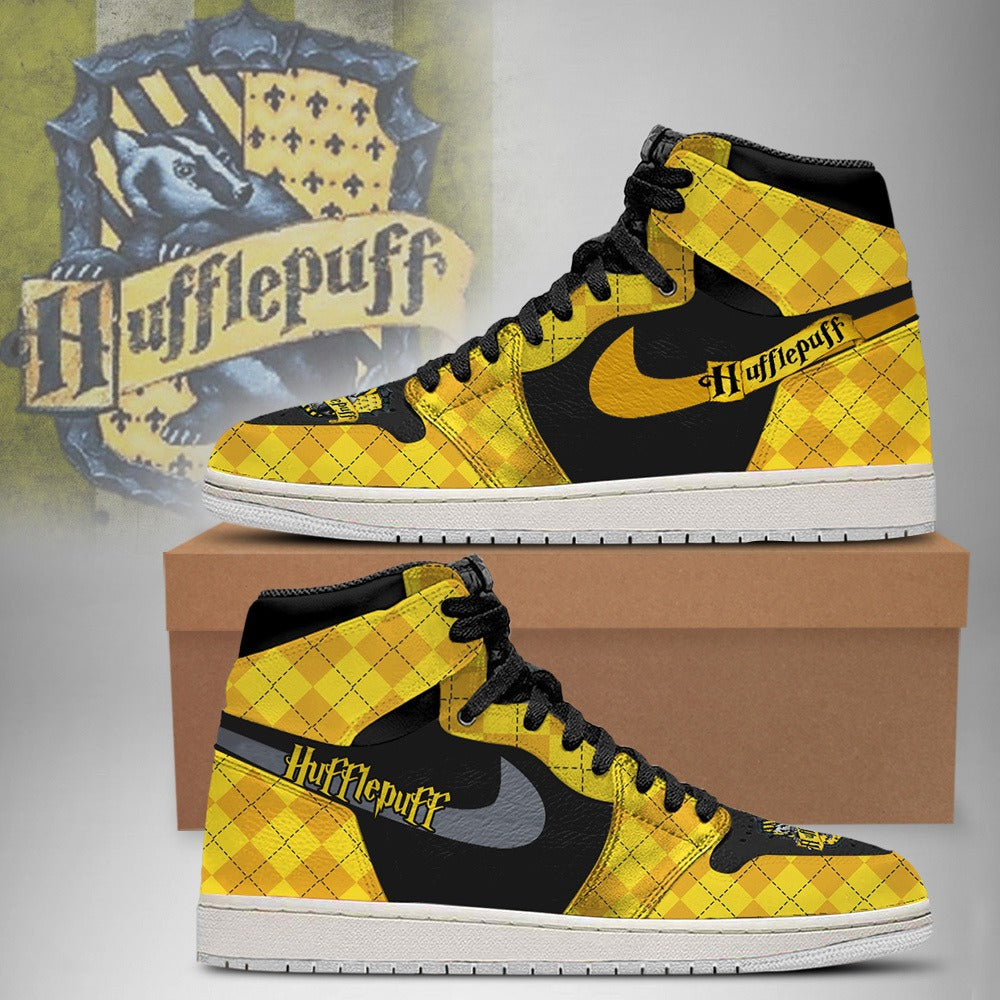 Ideafootwear Hufflepuff Harry Potter AJ1 High Sneakers Shoes For Men And Women