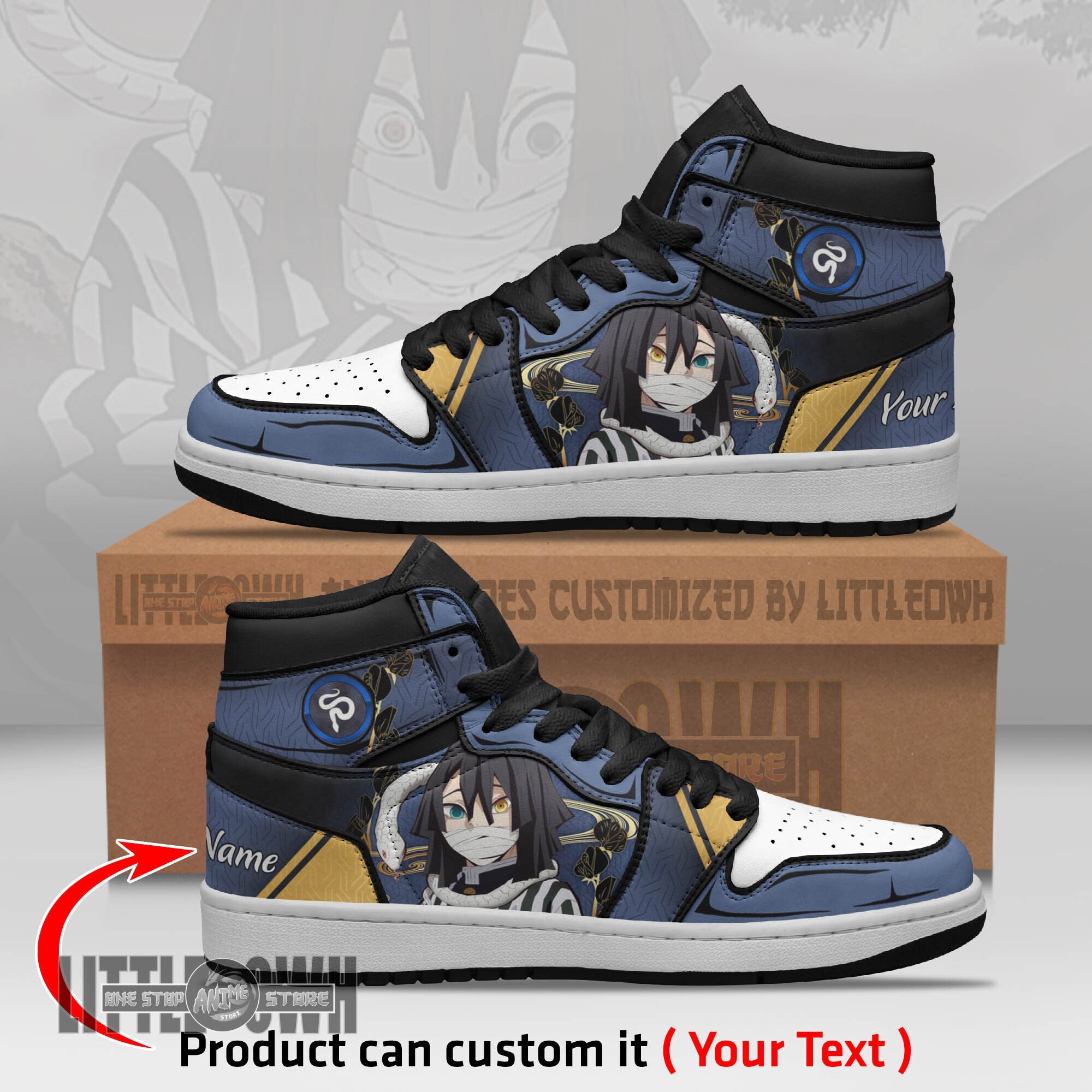 Ideafootwear Iguro Obanai AJ1 High Sneakers Shoes For Men And Women