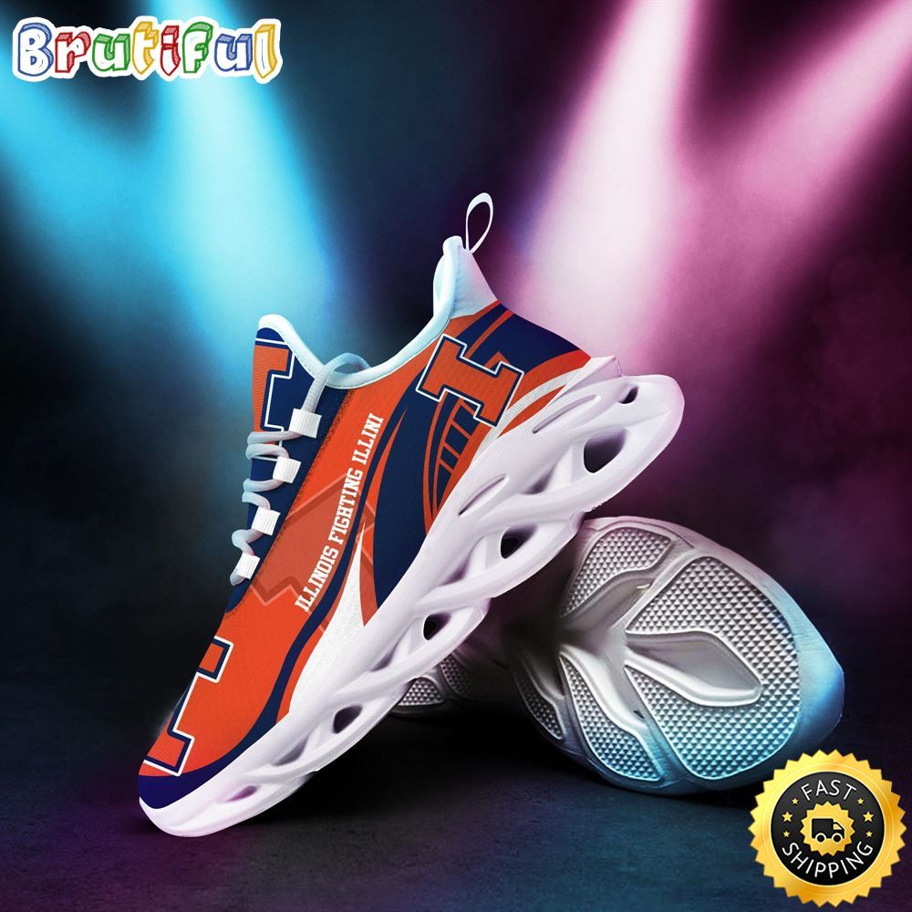 Ideafootwear Illinois Fighting Illini Max Soul Shoes Sneakers For Men And Women