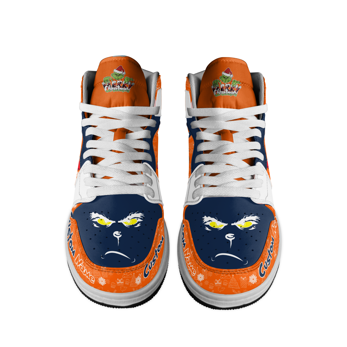 Ideafootwear Illinois Fighting Illini x The Grinch x Christmas  AJ1 High Sneakers Shoes For Men And Women