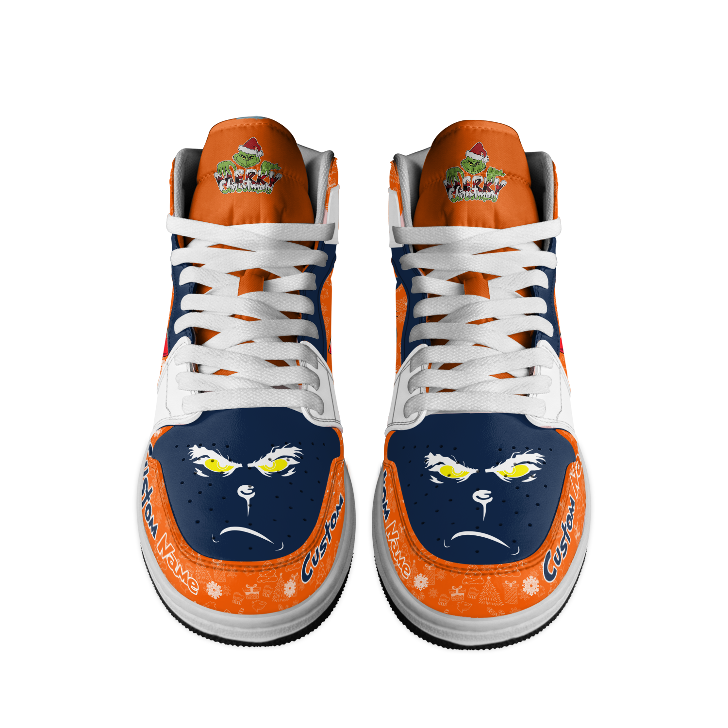 Ideafootwear Illinois Fighting Illini x The Grinch x Christmas  AJ1 High Sneakers Shoes For Men And Women