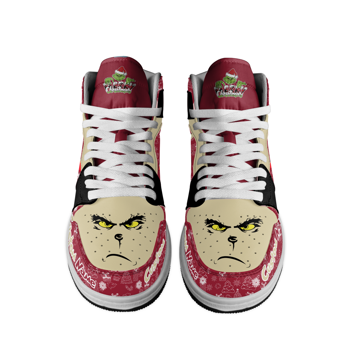 Ideafootwear Indiana Hoosiers x The Grinch x Christmas AJ1 High Sneakers Shoes For Men And Women