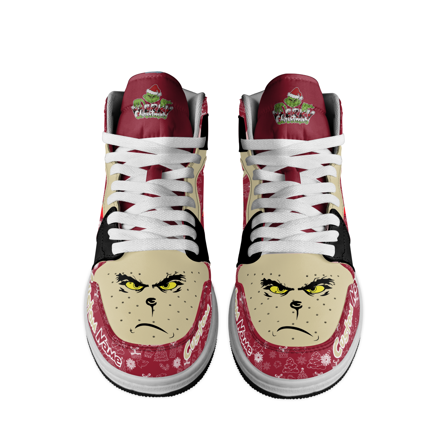 Ideafootwear Indiana Hoosiers x The Grinch x Christmas AJ1 High Sneakers Shoes For Men And Women