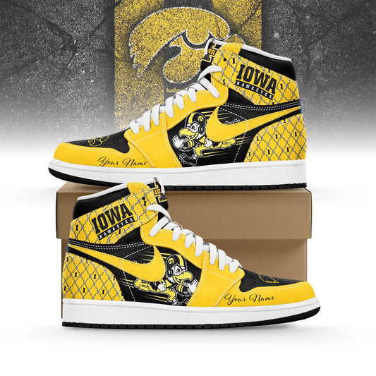 Ideafootwear Iowa Hawkeyes AJ1 High Sneakers Shoes For Men And Women