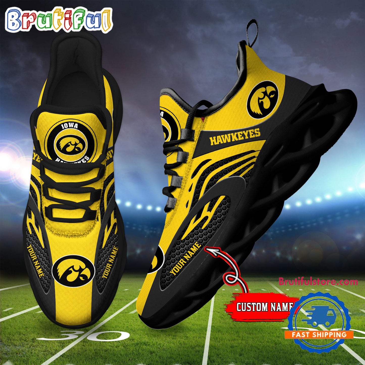 Ideafootwear Iowa Hawkeyes Max Soul Shoes Sneakers For Men And Women
