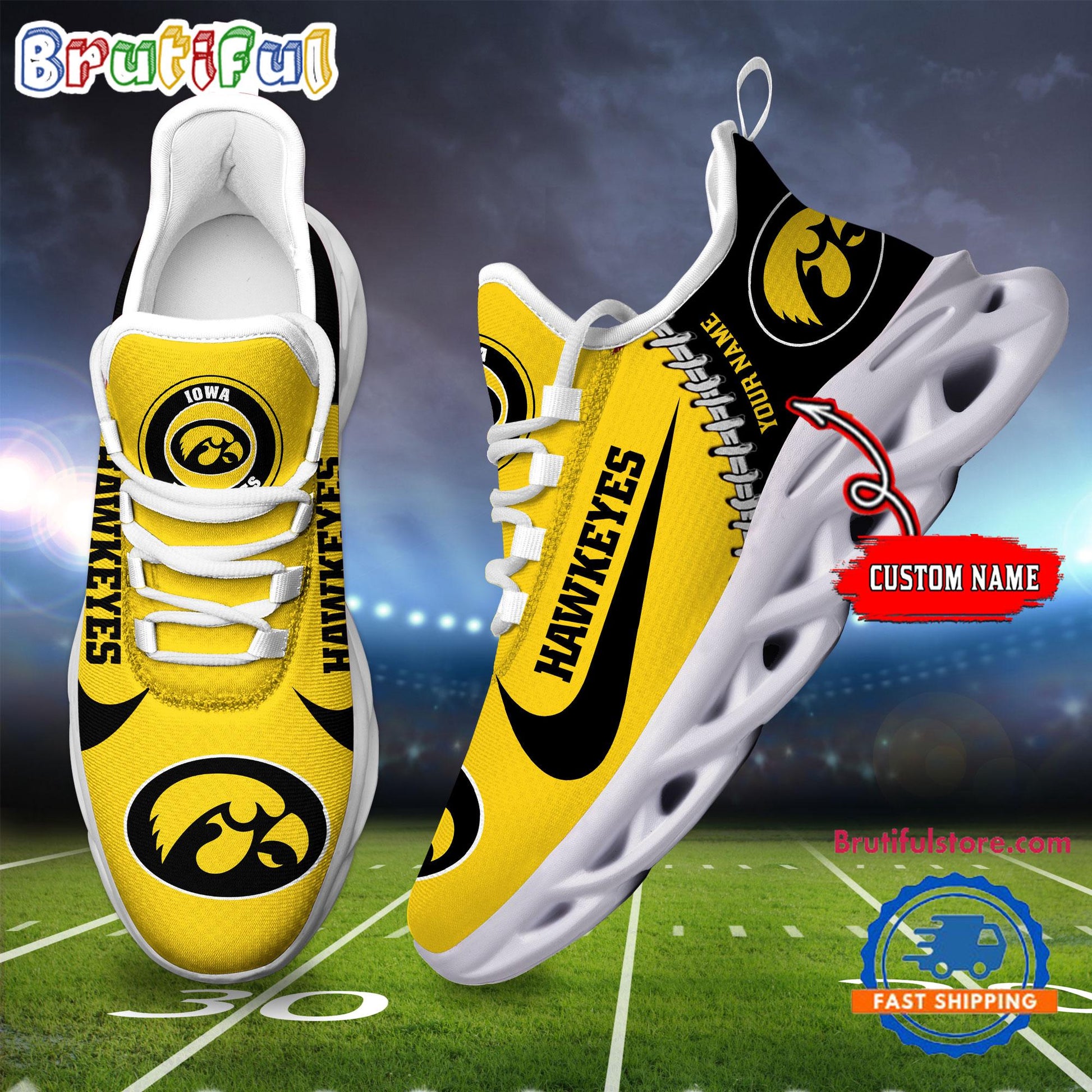 Ideafootwear Iowa Hawkeyes Max Soul Shoes Sneakers For Men And Women