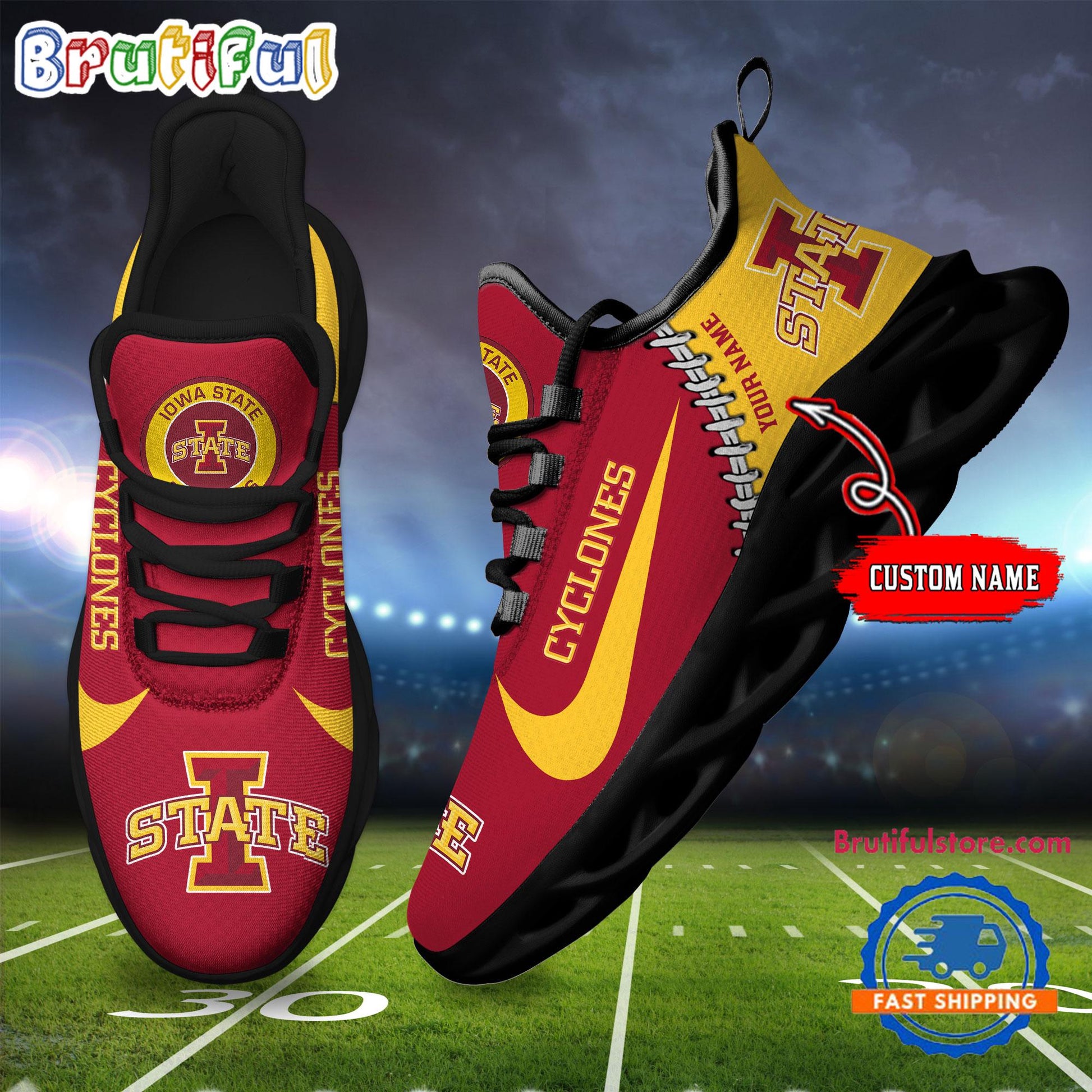 Ideafootwear Iowa State Cyclones Max Soul Shoes Sneakers For Men And Women