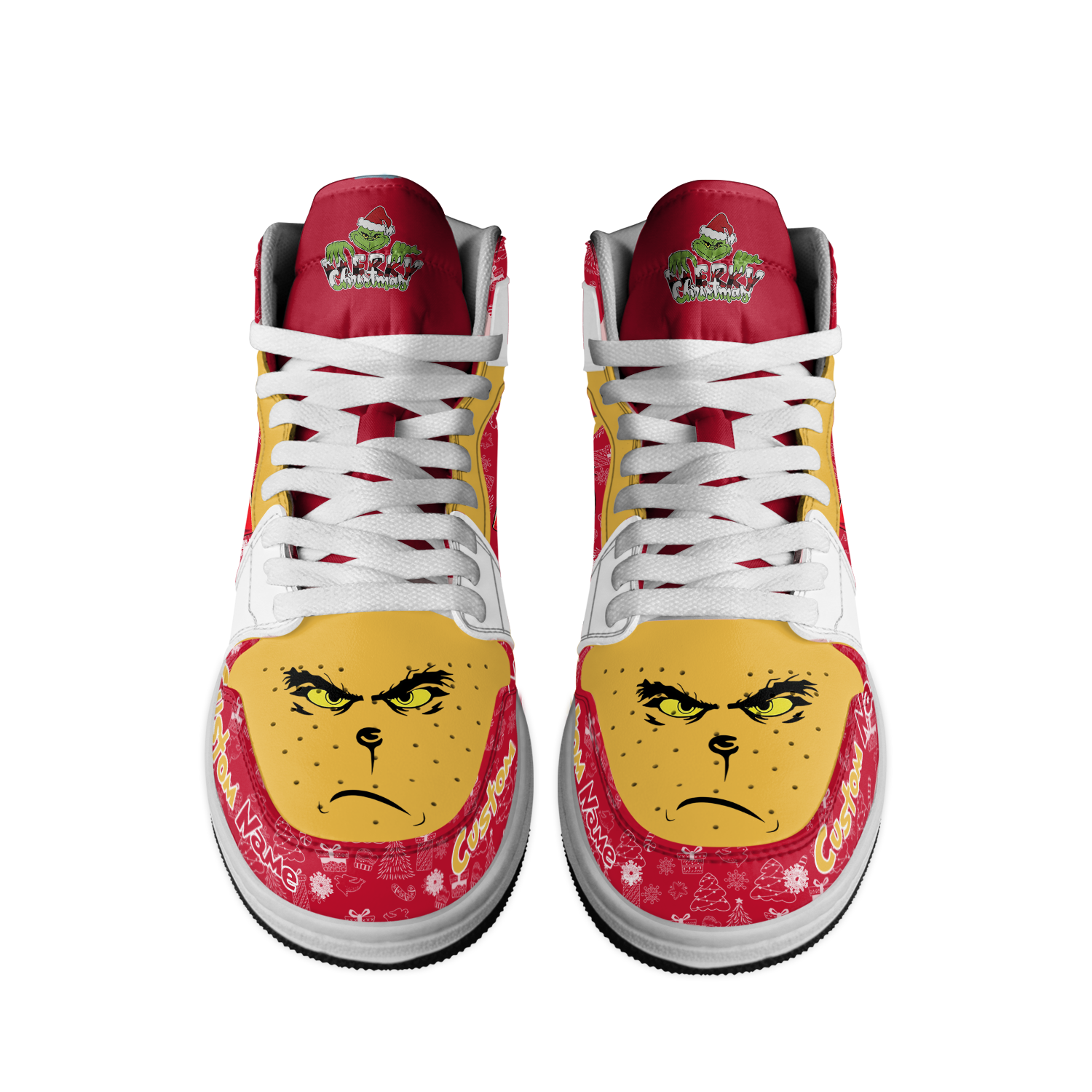 Ideafootwear  Iowa State Cyclones x  The Grinch x Christmas AJ1 High Sneakers Shoes For Men And Women