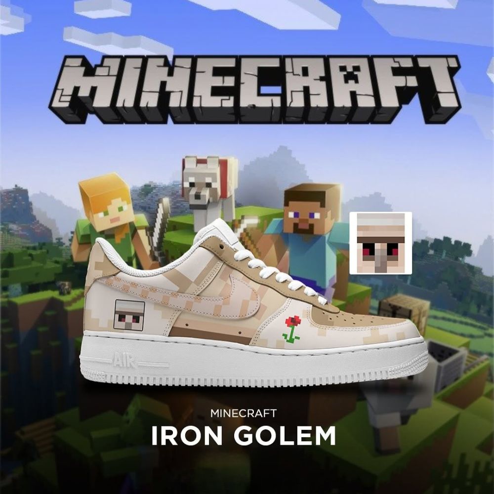 Ideafootwear Iron Golem Mine Craft Air Low-Top Sneakers Shoes For Men And Women 1