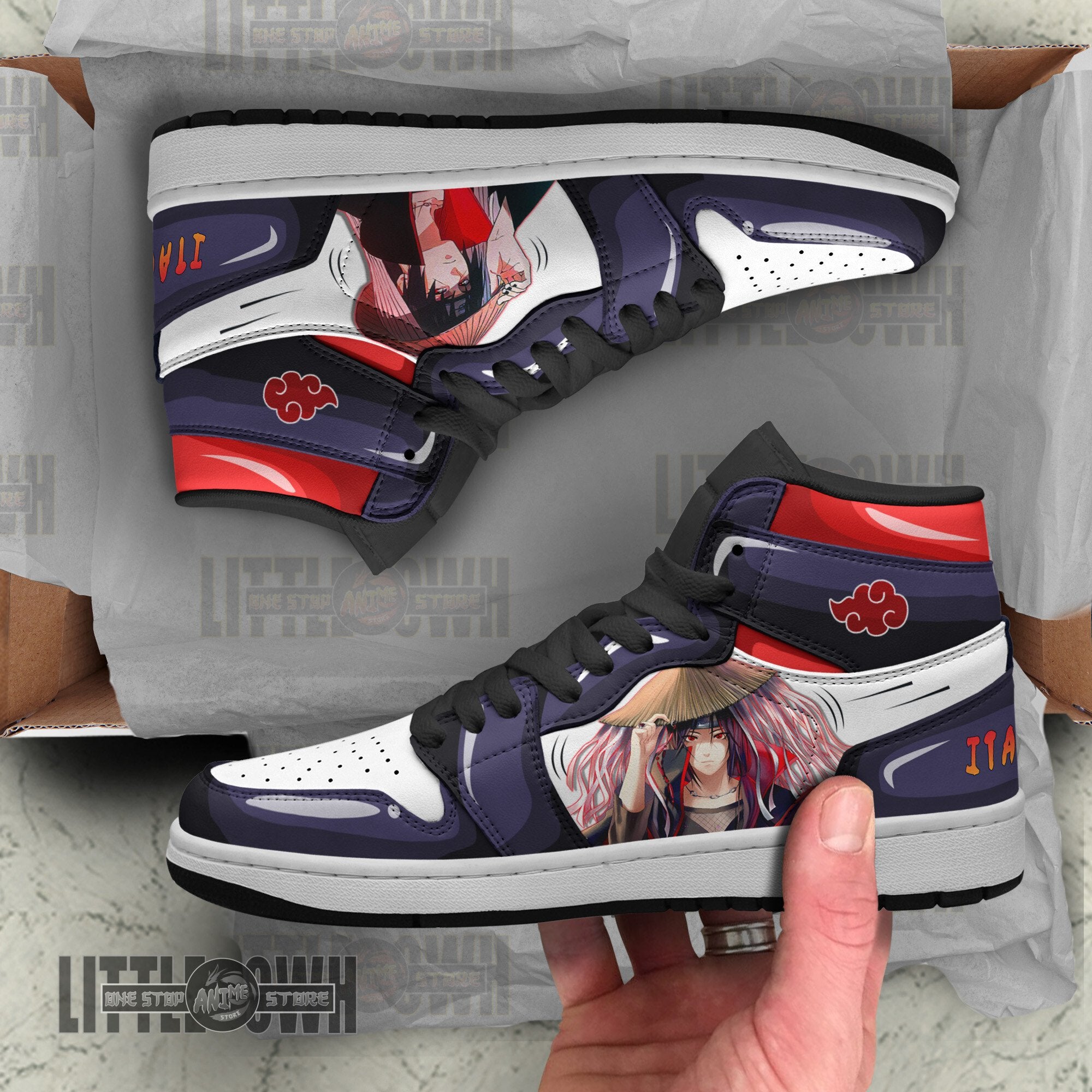 Ideafootwear Itachi Akatsuki AJ1 High Sneakers Shoes For Men And Women