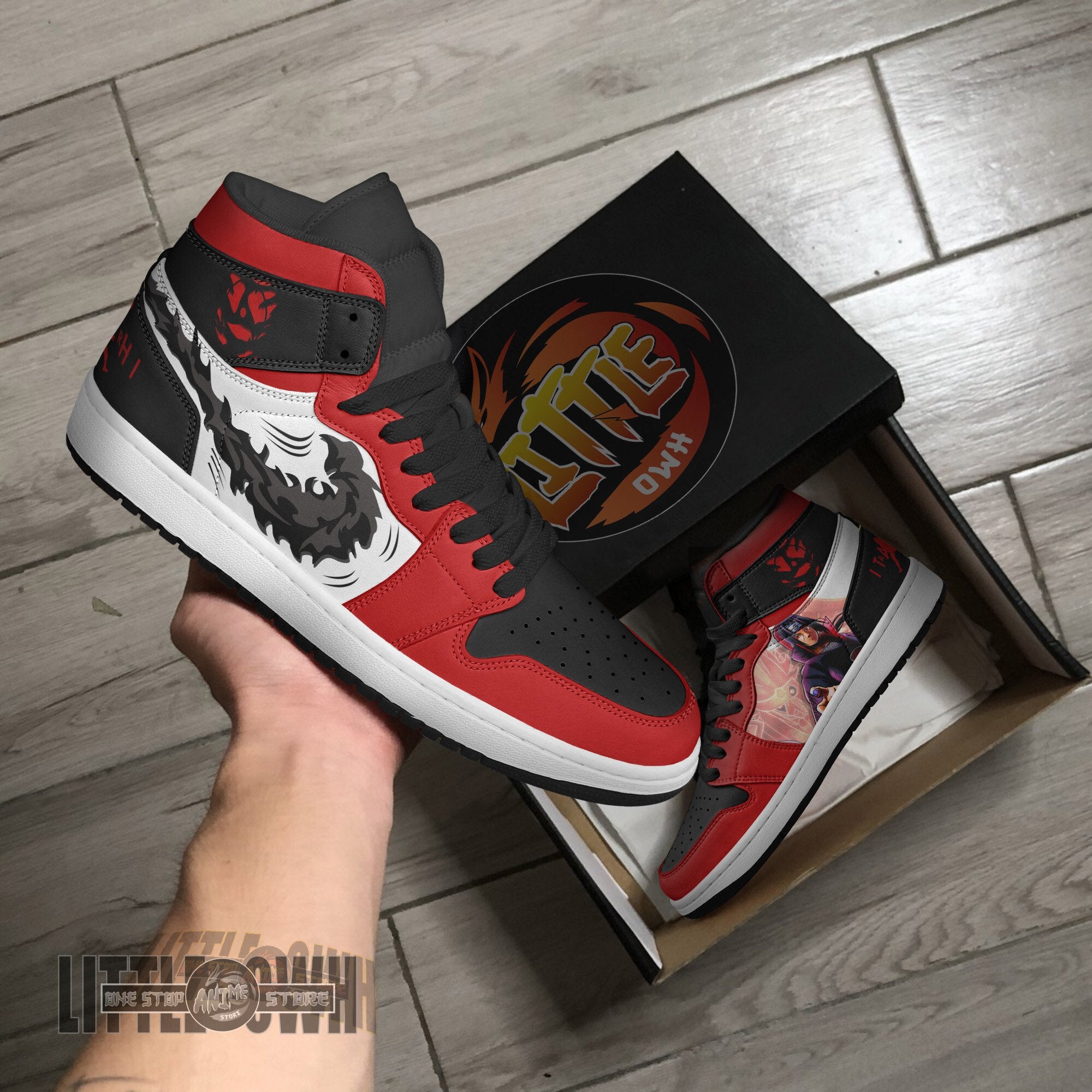 Ideafootwear Itachi Akatsuki AJ1 High Sneakers Shoes For Men And Women