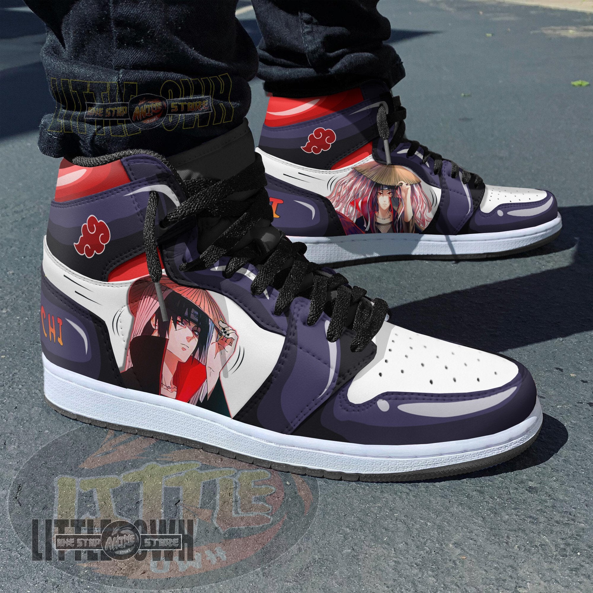 Ideafootwear Itachi Akatsuki AJ1 High Sneakers Shoes For Men And Women