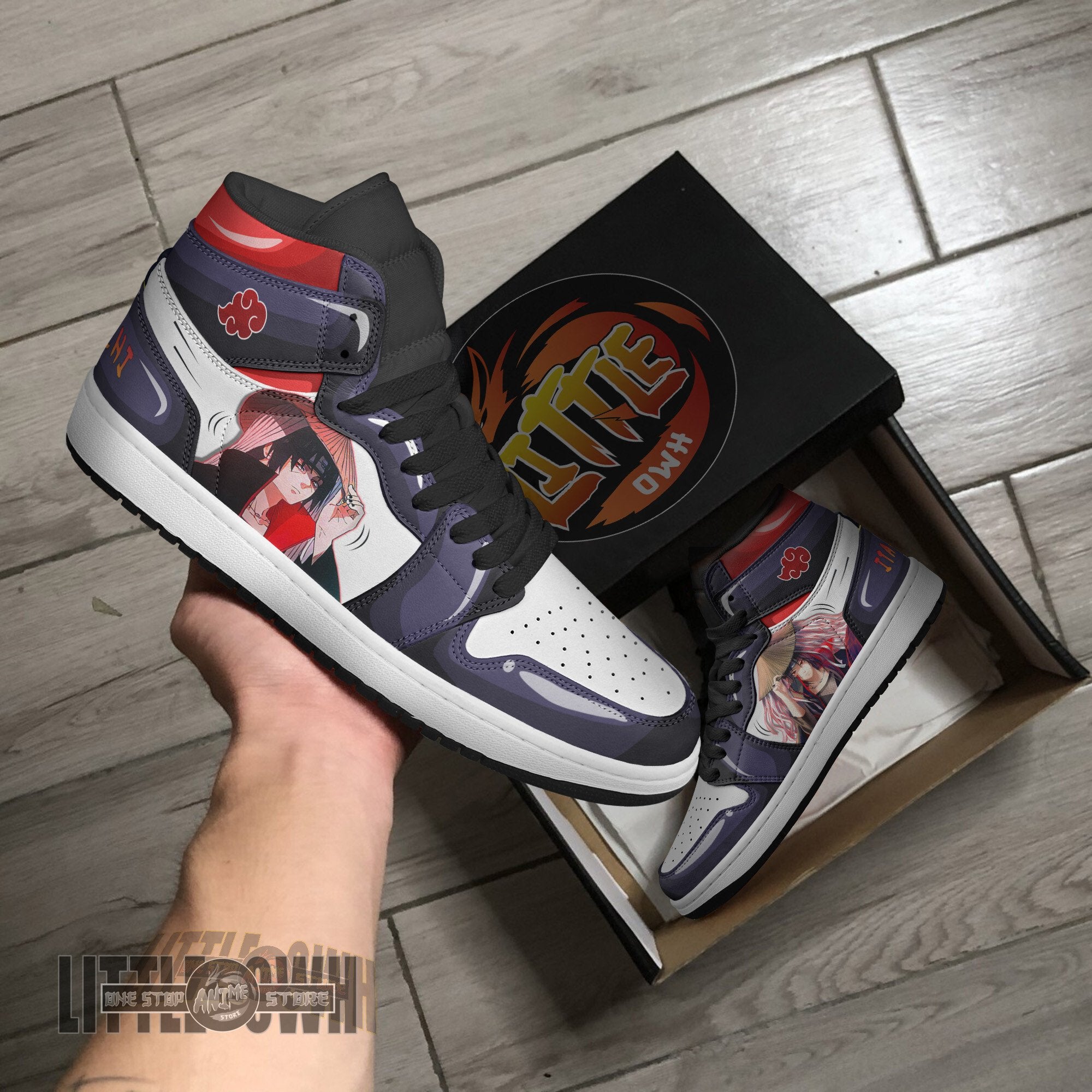 Ideafootwear Itachi Akatsuki AJ1 High Sneakers Shoes For Men And Women