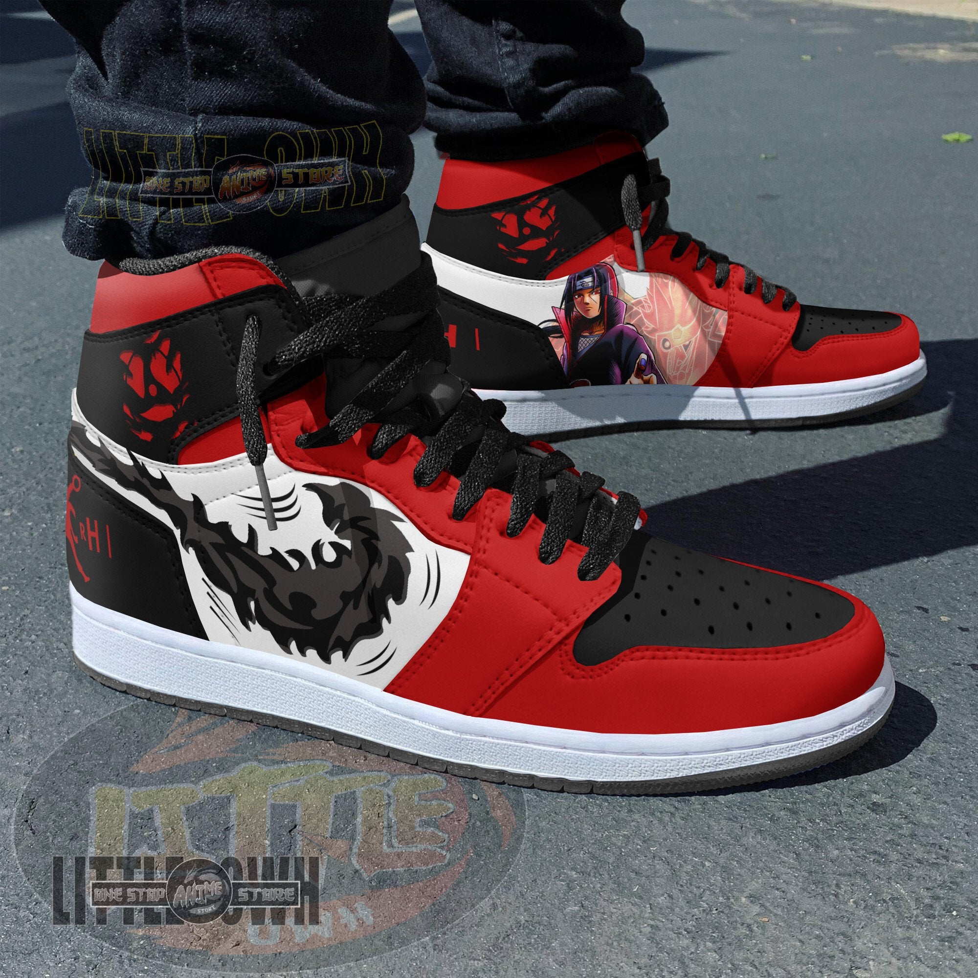 Ideafootwear Itachi Akatsuki AJ1 High Sneakers Shoes For Men And Women