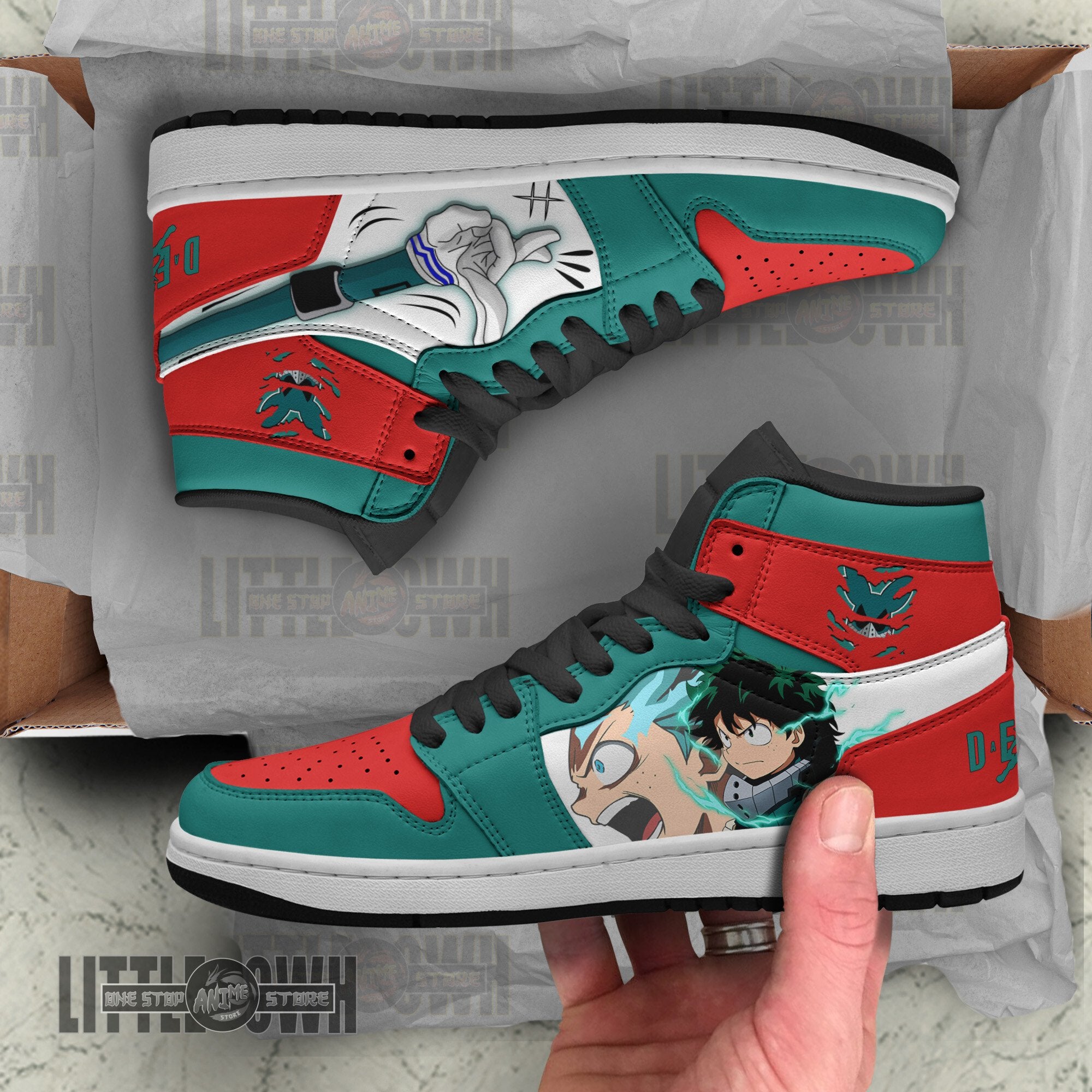 Ideafootwear Izuku Midoriya AJ1 High Sneakers Shoes For Men And Women