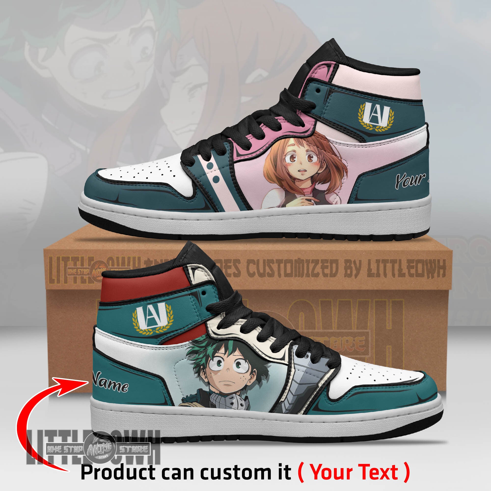 Ideafootwear Izuku Ochaco AJ1 High Sneakers Shoes For Men And Women