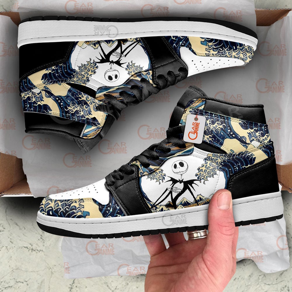 Ideafootwear Jack Skellington AJ1 High Sneakers Shoes For Men And Women