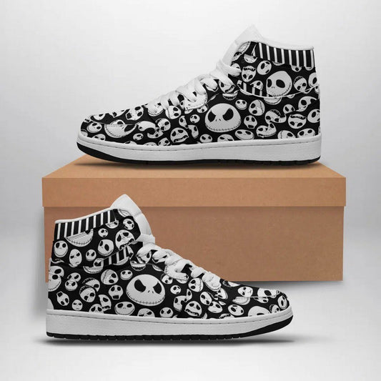 Ideafootwear Jack Skellington Disney AJ1 High Sneakers Shoes For Men And Women