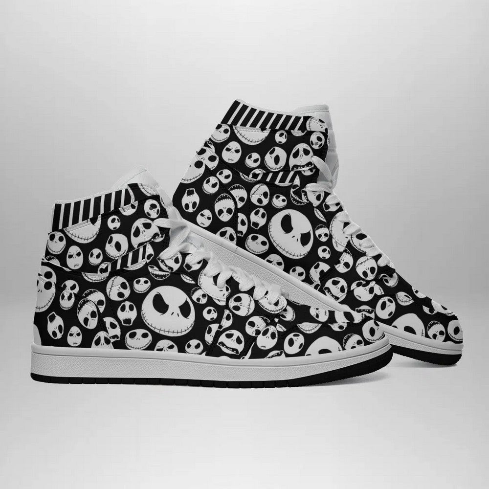 Ideafootwear Jack Skellington Disney AJ1 High Sneakers Shoes For Men And Women