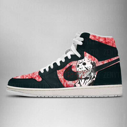 Ideafootwear Jason Voorhees Halloween AJ1 High Sneakers Shoes For Men And Women