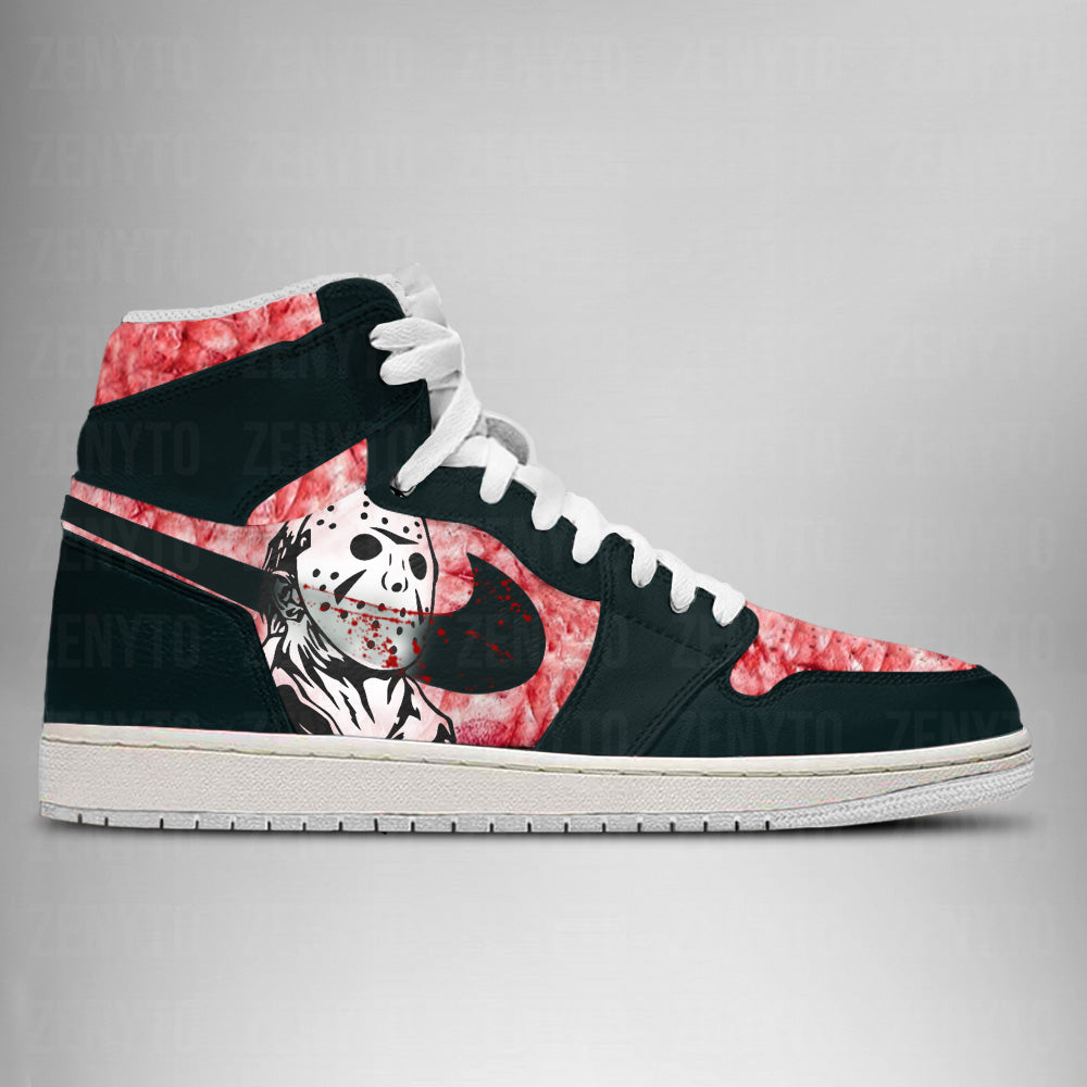 Ideafootwear Jason Voorhees Halloween AJ1 High Sneakers Shoes For Men And Women