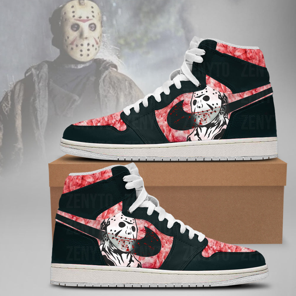Ideafootwear Jason Voorhees Halloween AJ1 High Sneakers Shoes For Men And Women