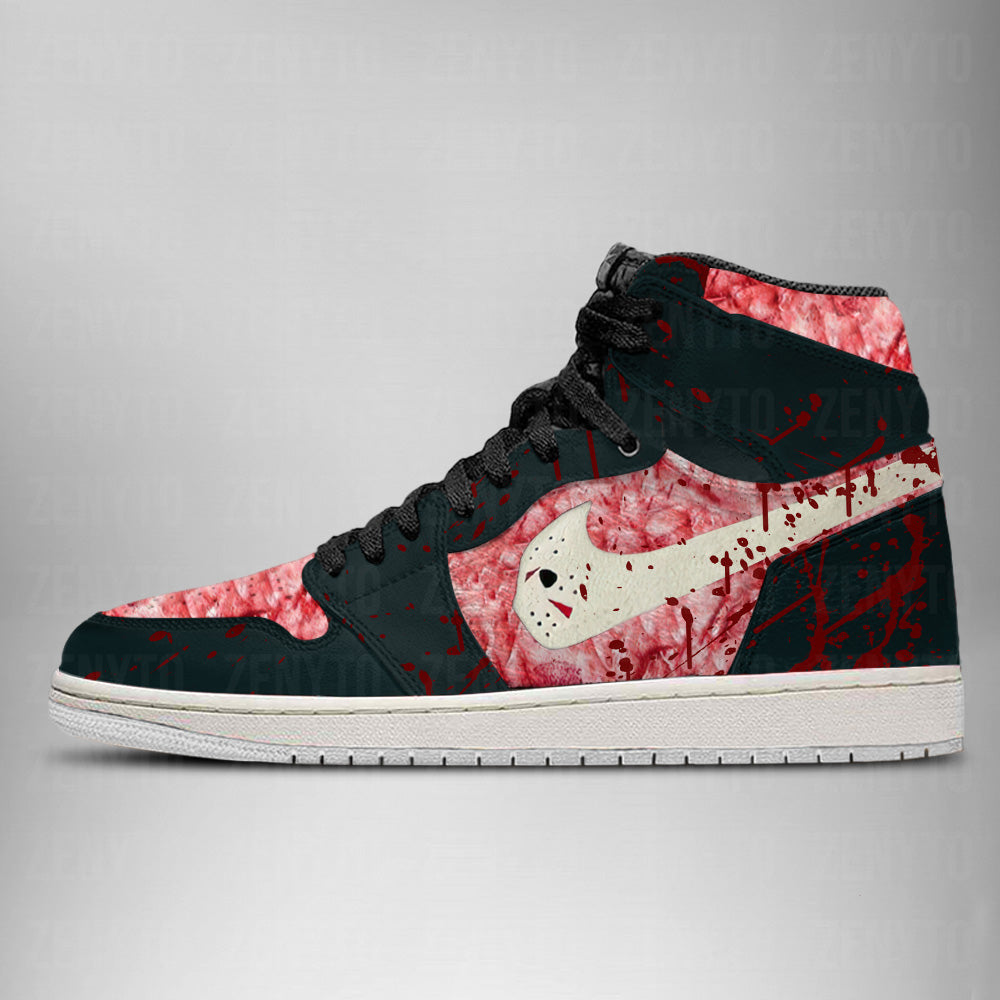 Ideafootwear Jason Voorhees Halloween AJ1 High Sneakers Shoes For Men And Women
