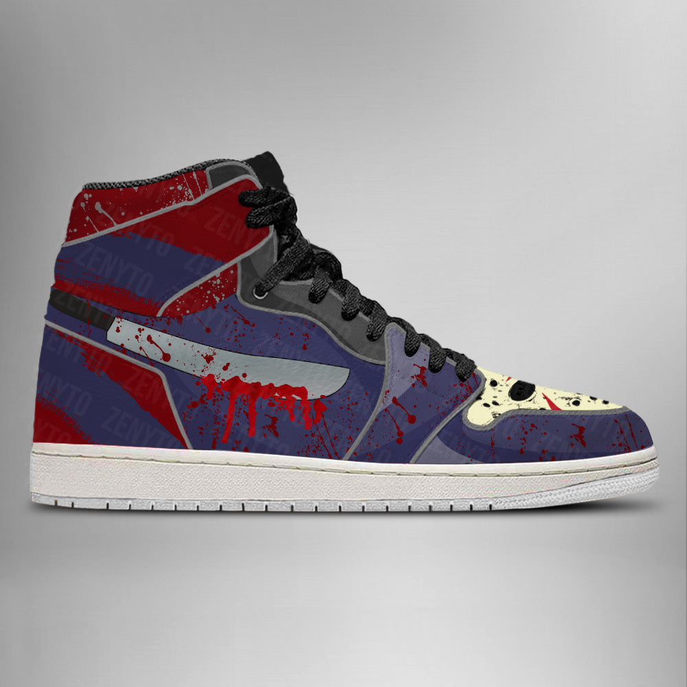 Ideafootwear Jason Voorhees Halloween AJ1 High Sneakers Shoes For Men And Women