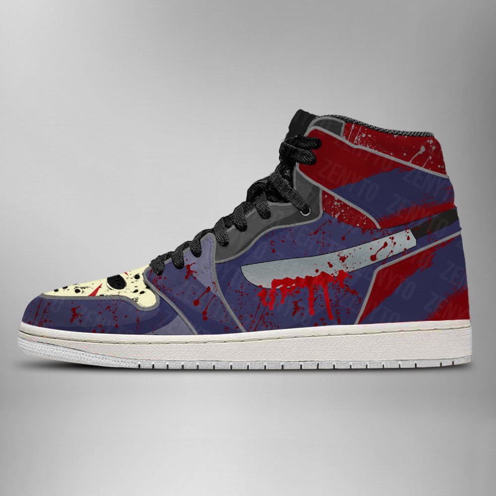Ideafootwear Jason Voorhees Halloween AJ1 High Sneakers Shoes For Men And Women