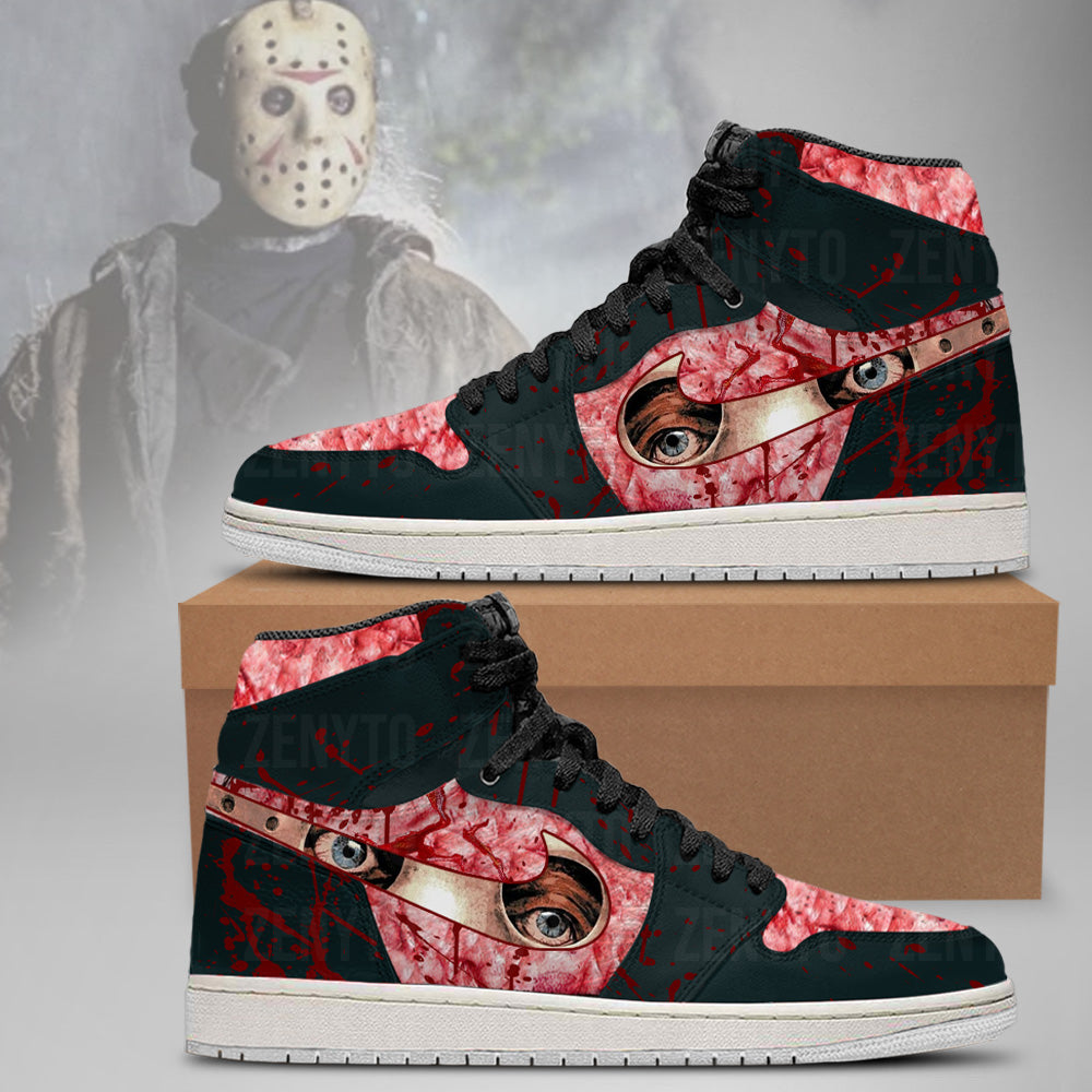 Ideafootwear Jason Voorhees Halloween V2 AJ1 High Sneakers Shoes For Men And Women