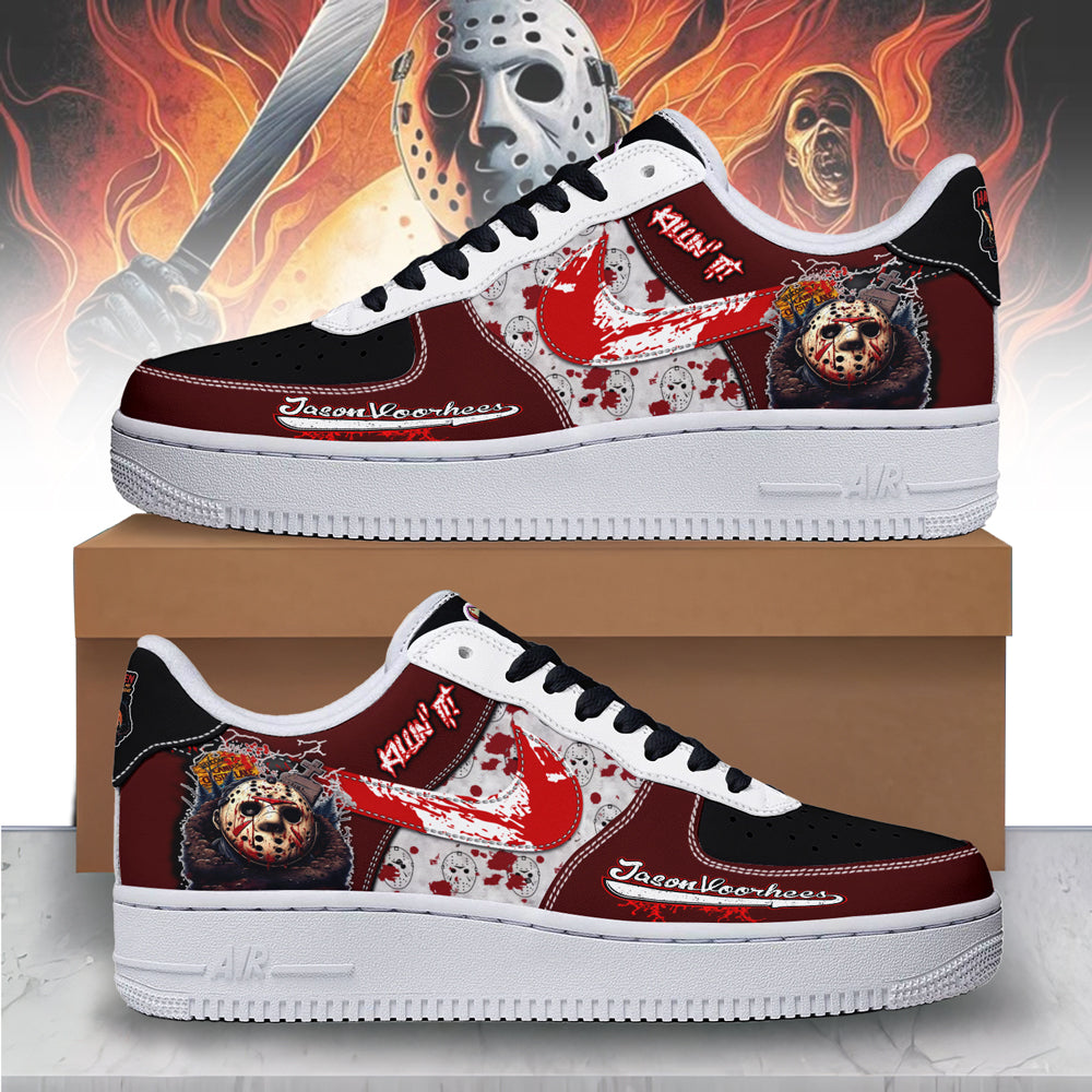 Ideafootwear Jason Voorhees x Halloween Air Low-Top Sneakers Shoes For Men And Women 1