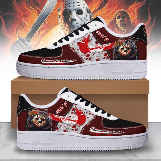 Ideafootwear Jason Voorhees x Halloween Air Low-Top Sneakers Shoes For Men And Women 1