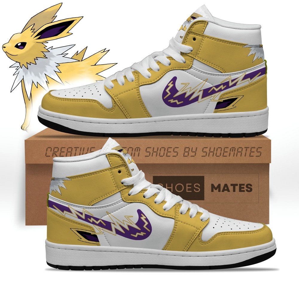 Ideafootwear Jolteon Pokemon  AJ1 High Sneakers Shoes For Men And Women