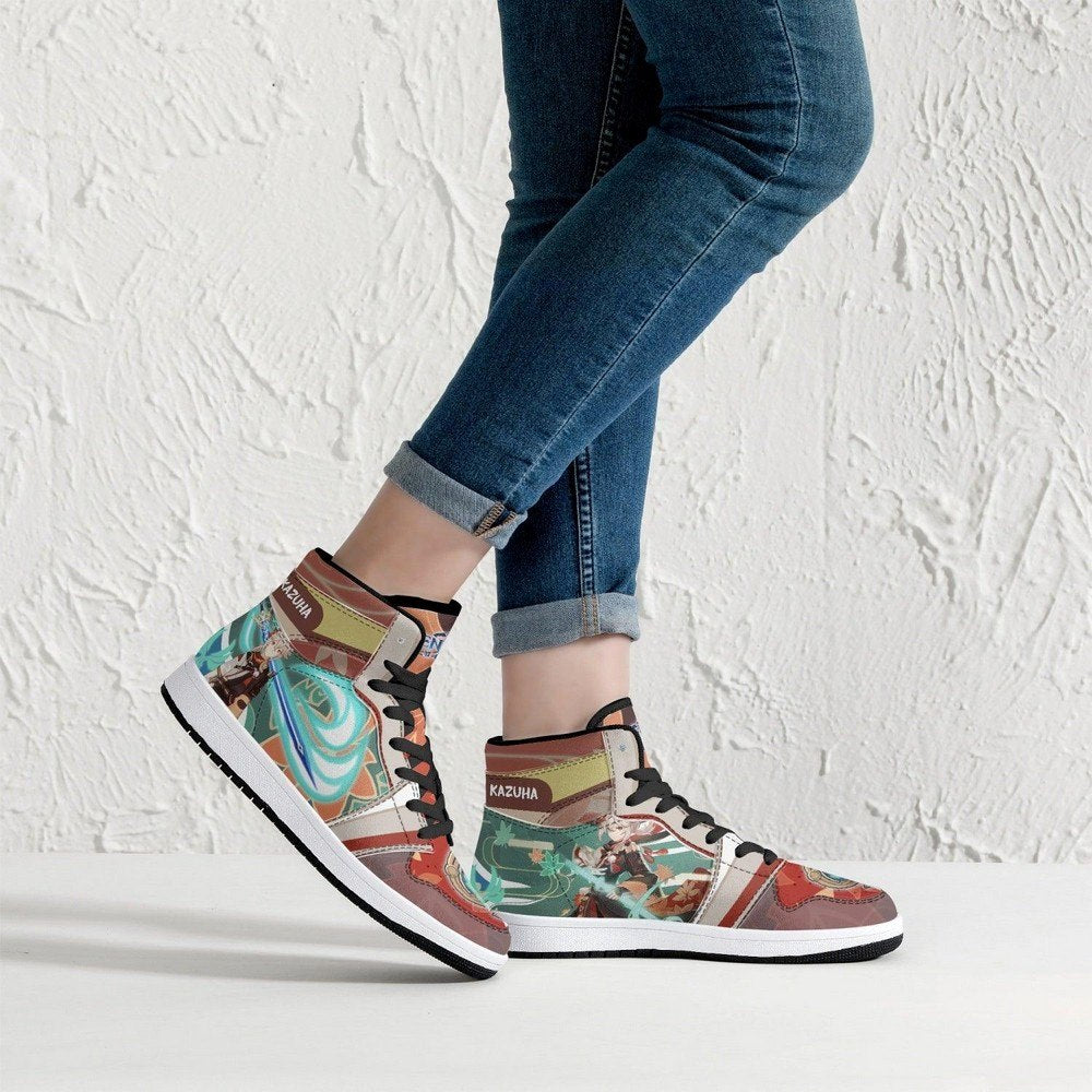 Ideafootwear Kaedehara Kazuha Genshin Impact AJ1 High Sneakers Shoes For Men And Women
