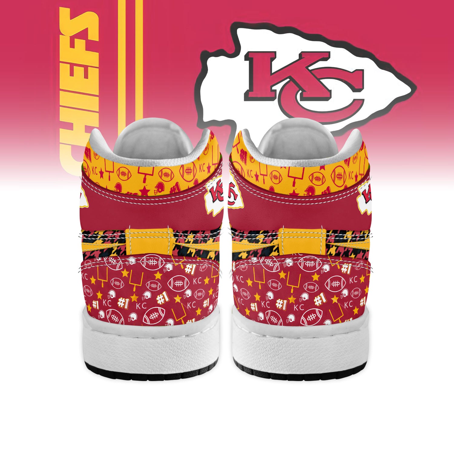 Ideafootwear Kansas City Chiefs AJ1 High Sneakers Shoes For Men And Women