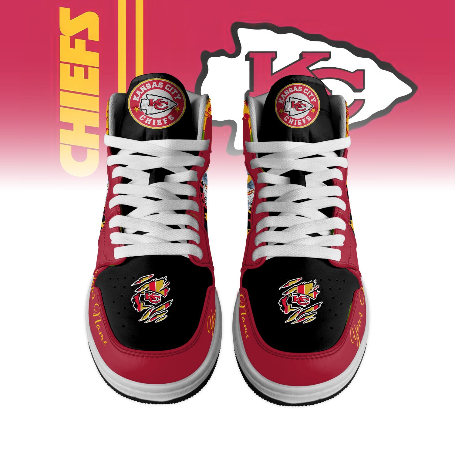 Ideafootwear Kansas City Chiefs AJ1 High Sneakers Shoes For Men And Women