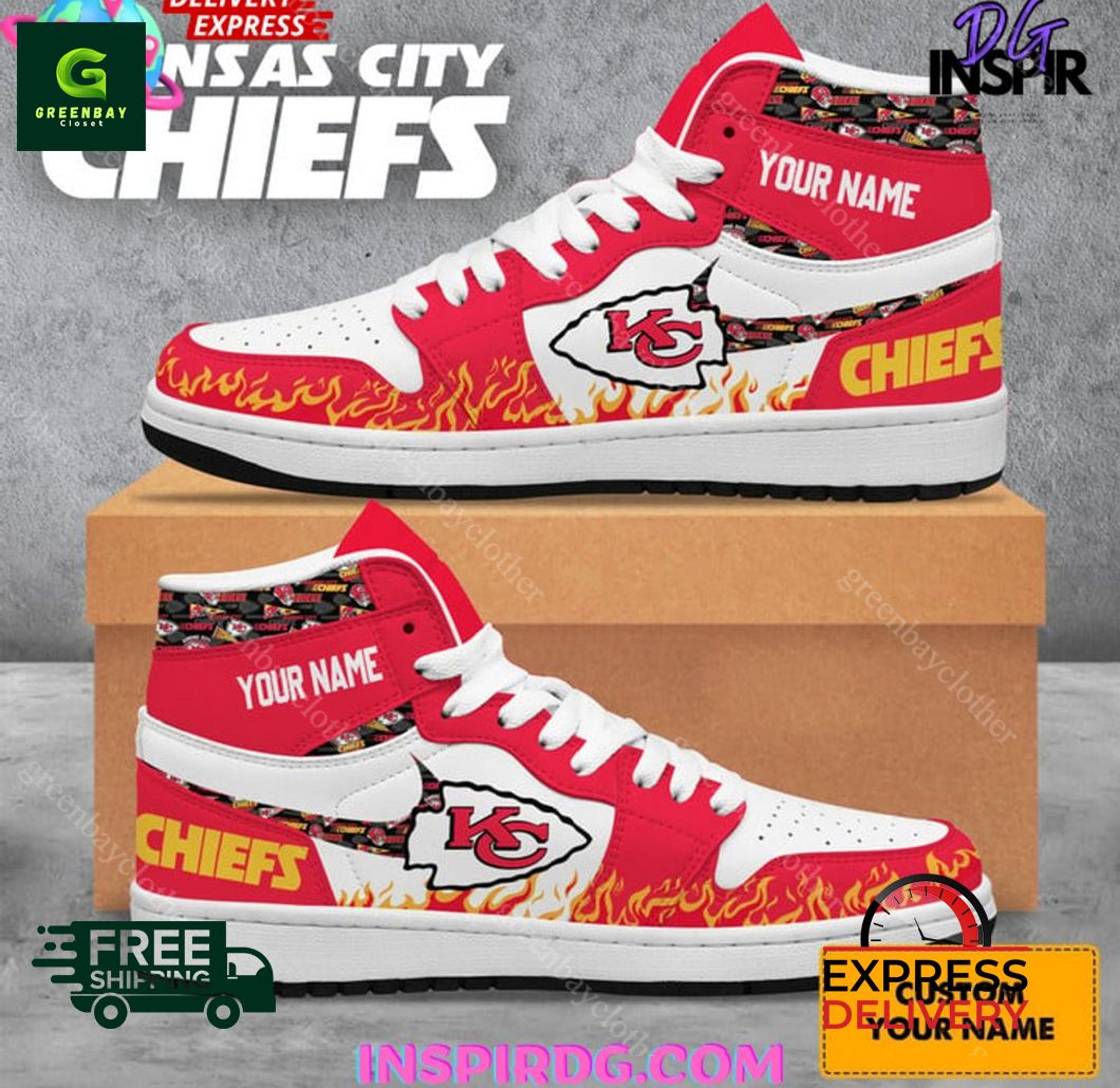 Ideafootwear Kansas City Chiefs AJ1 High Sneakers Shoes For Men And Women