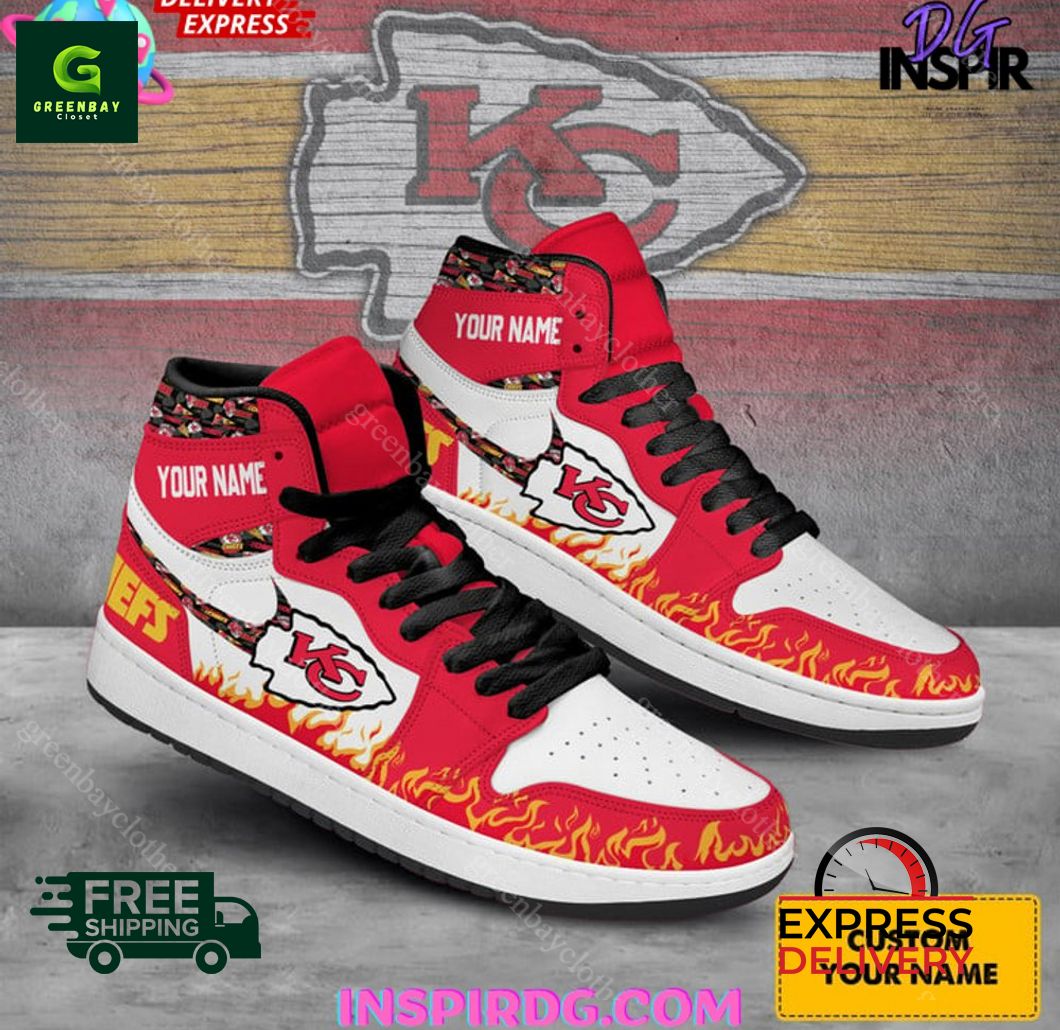 Ideafootwear Kansas City Chiefs AJ1 High Sneakers Shoes For Men And Women