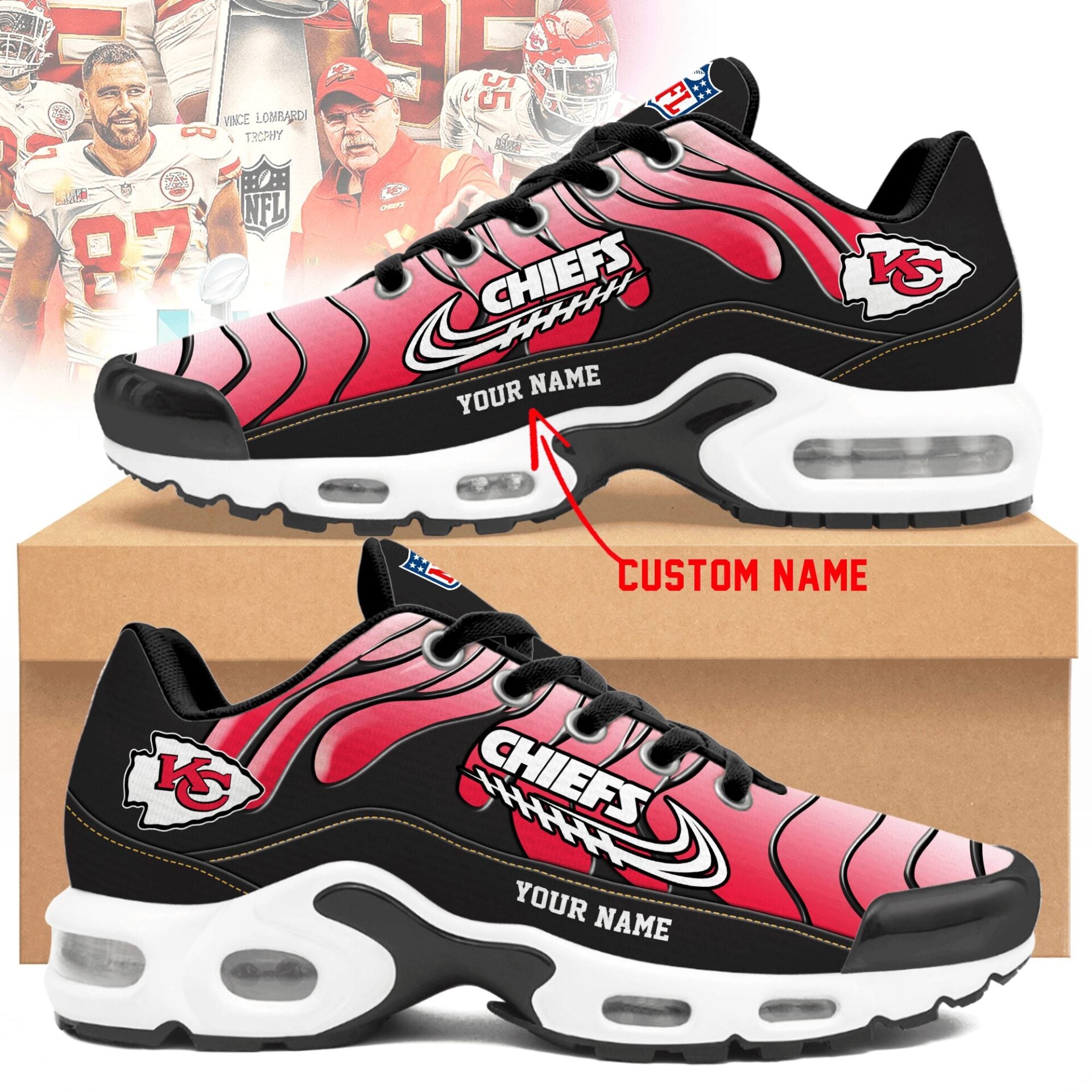 Ideafootwear Kansas City Chiefs TN Shoes Sneakers For Men And Women