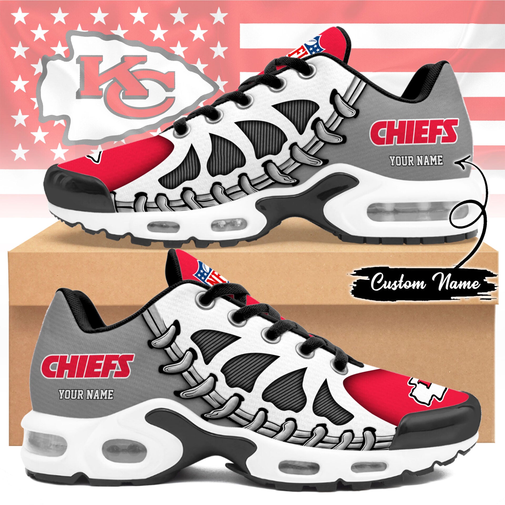 Ideafootwear Kansas City Chiefs TN Shoes Sneakers For Men And Women