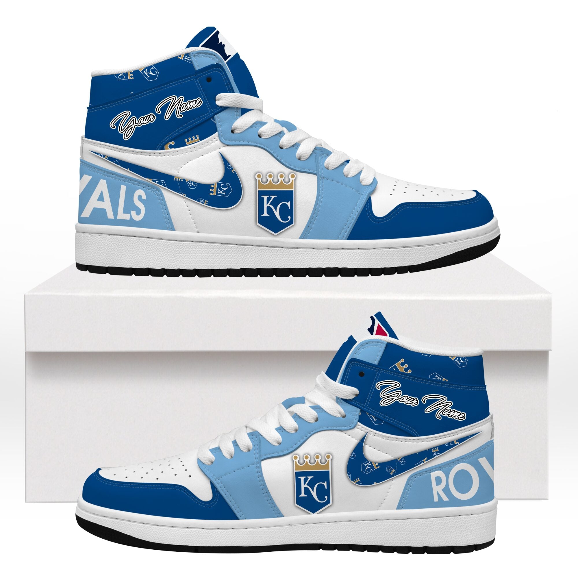Ideafootwear Kansas City Royals AJ1 High Sneakers Shoes For Men And Women