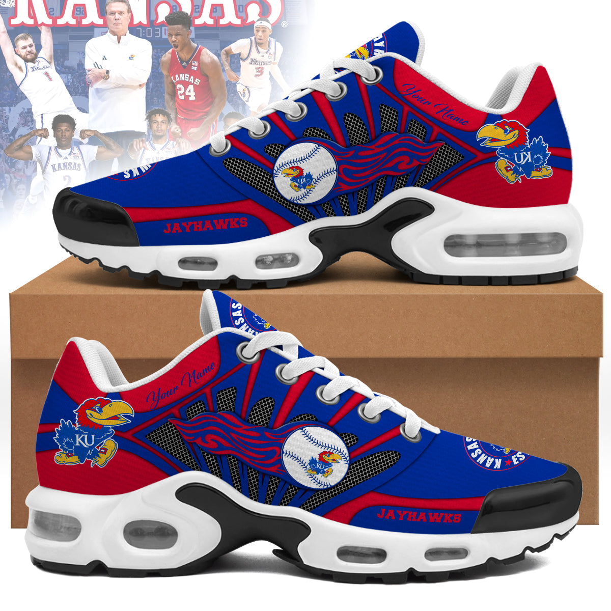 Ideafootwear Kansas Jayhawks TN Shoes Sneakers For Men And Women
