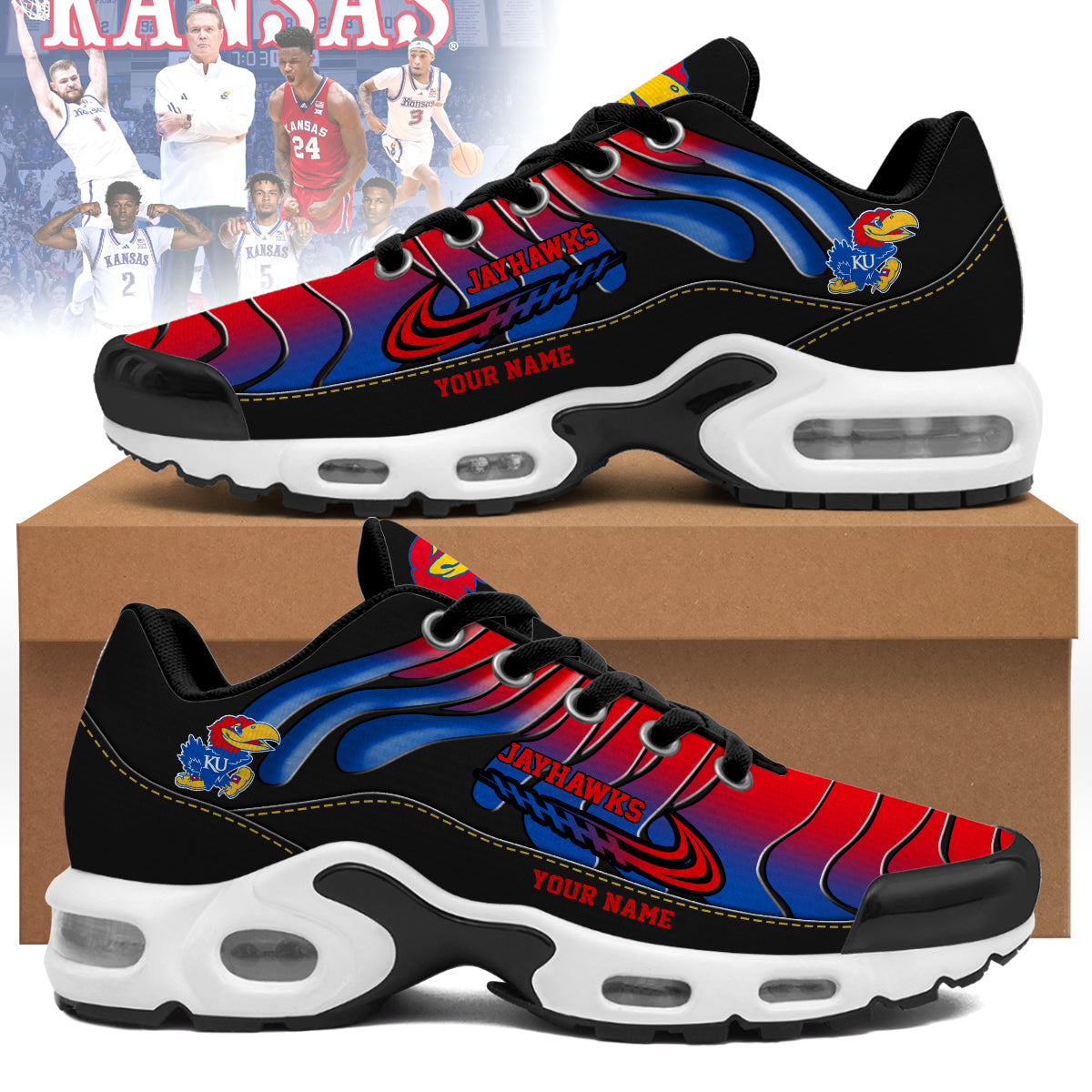 Ideafootwear Kansas Jayhawks TN Shoes Sneakers For Men And Women