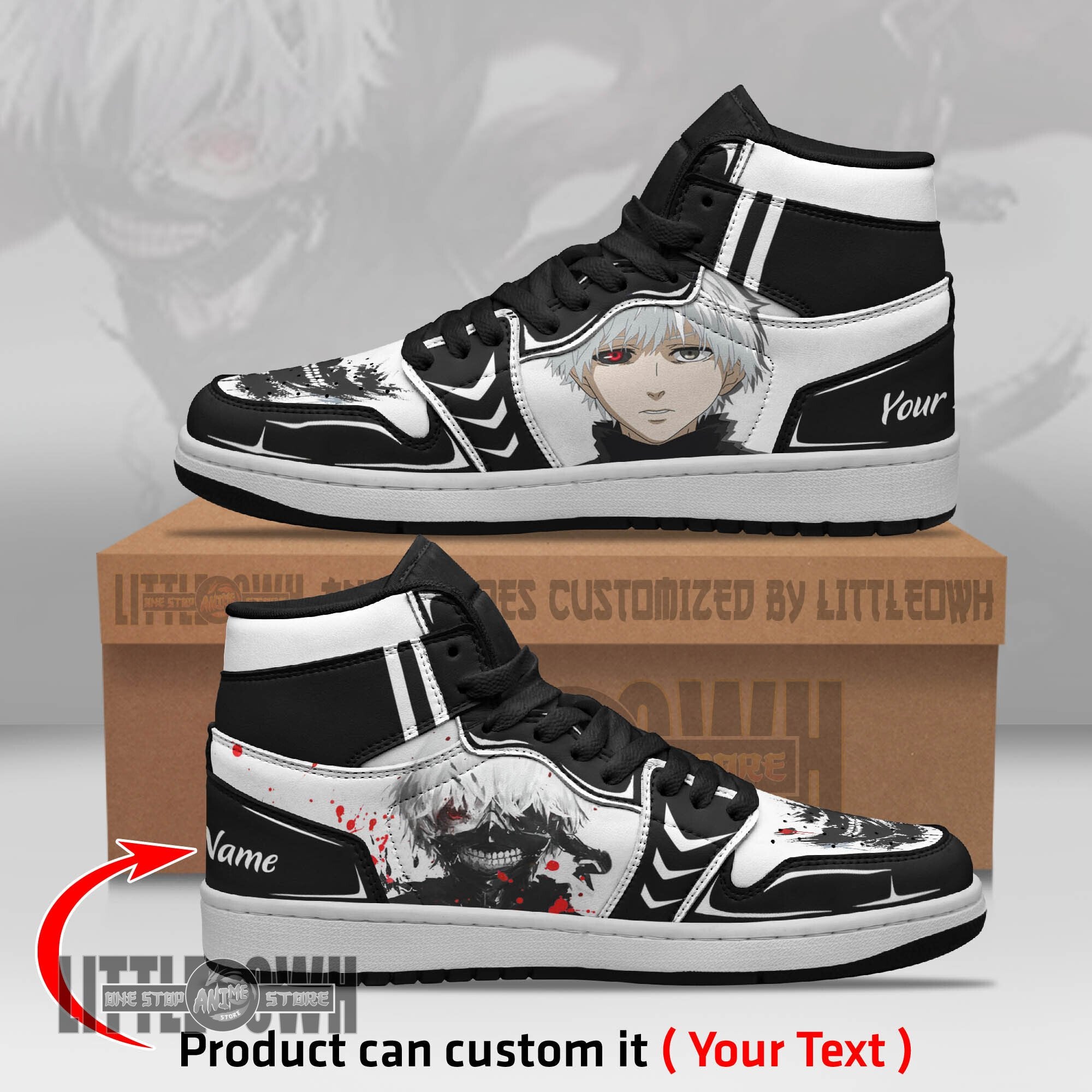 Ideafootwear Ken Kaneki AJ1 High Sneakers Shoes For Men And Women
