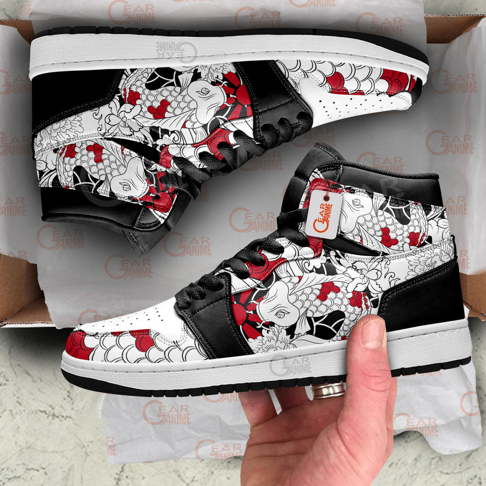 Ideafootwear Koi Fish Tattoo AJ1 High Sneakers Shoes For Men And Women